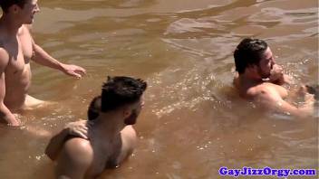Gaysex hunks suck cock at the river