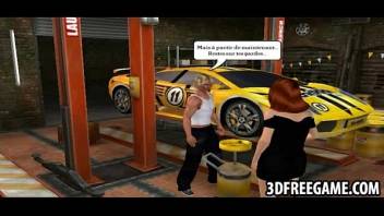 Some 3D recorded game play between auto shop sluts
